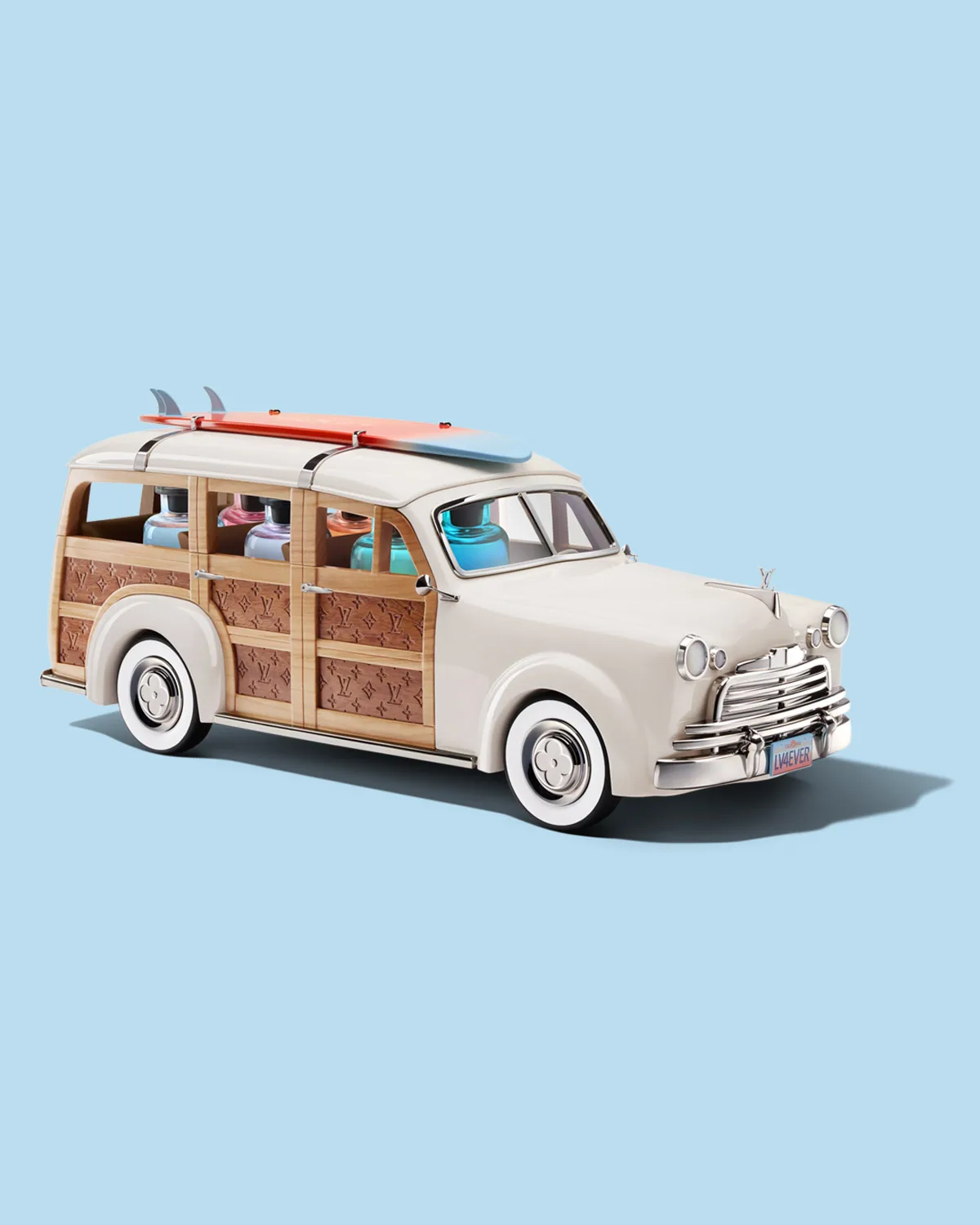 Louis Vuitton and Alex Israel Bottle California in a Woody Wagon Cologne Set