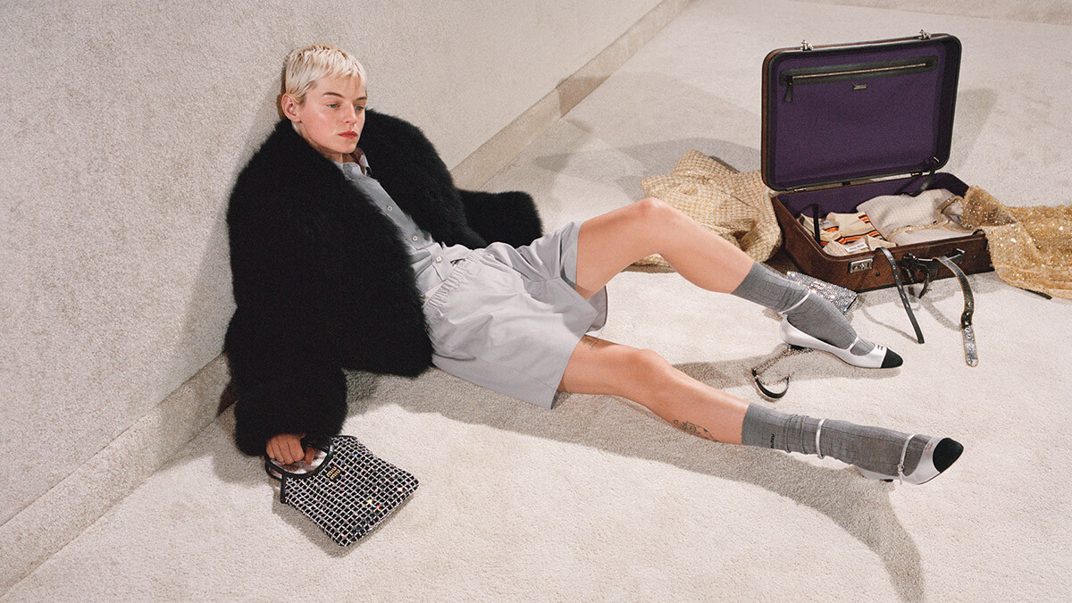 Emma Corrin in Miu Miu Holiday Campaign