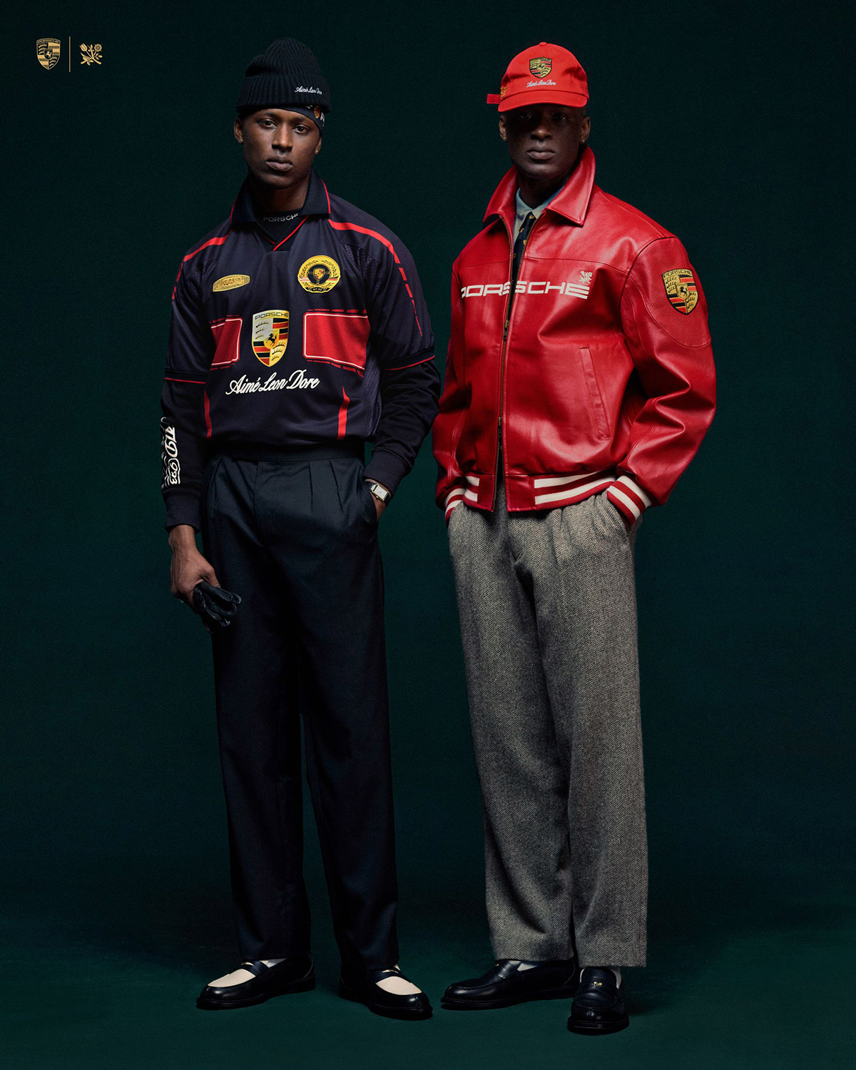 Aimé Leon Dore x Porsche Leather Club Jacket in red