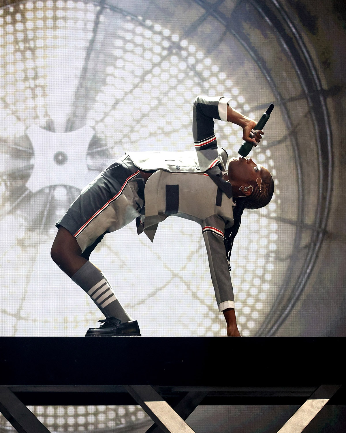 Doechii wearing Thom Browne at the Grammy Awards