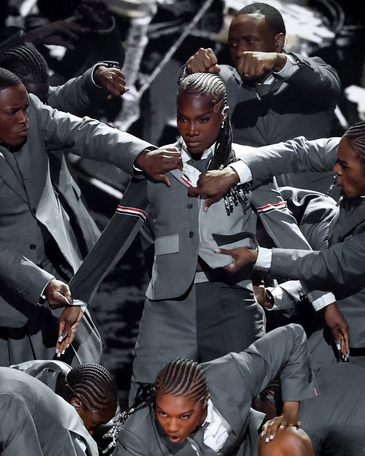 Doechii wearing Thom Browne at the Grammy Awards