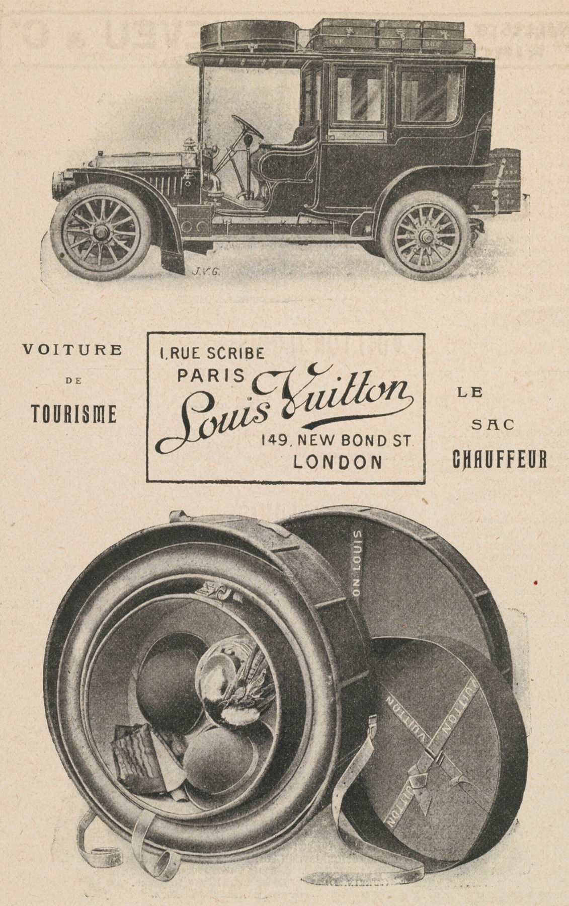 Voiture de tourisme - Sac Chauffeur  : Publicite parue dans L'Annal de 1910