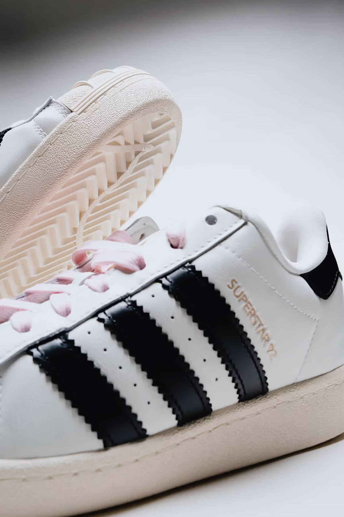 Adidas x Pharrell Virginia Superstar 92 in white with pink
