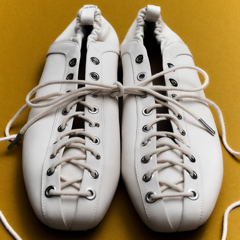 The Sustainable Sophistication of GANNI’s Lace-Up Ballerinas