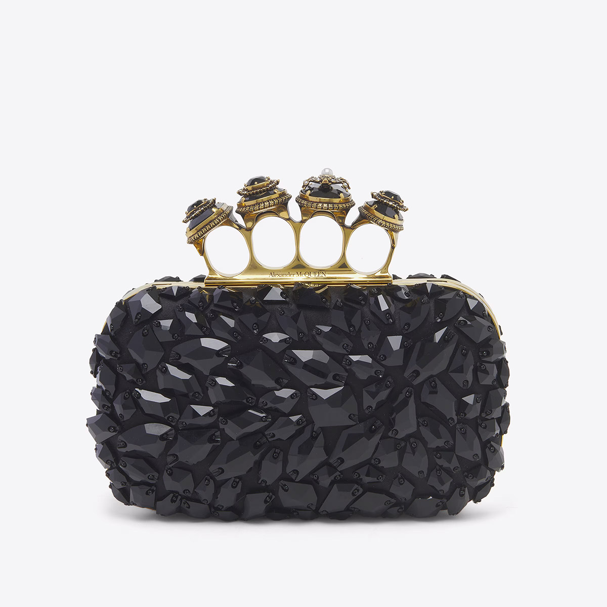 Alexander McQueen Spider Jeweled Knuckle Clutch in Black