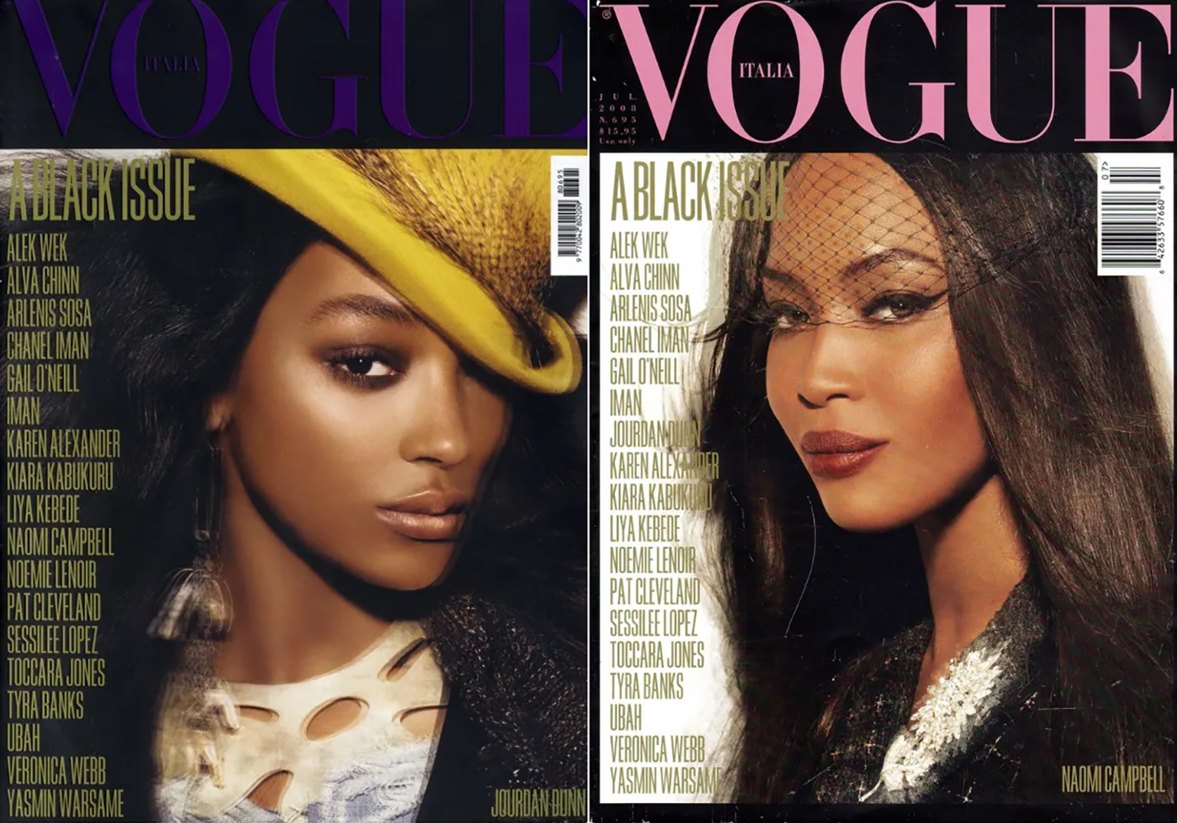 Covers from Black Issue, Vogue Italia, July 2008 | Source: Vogue Italia
