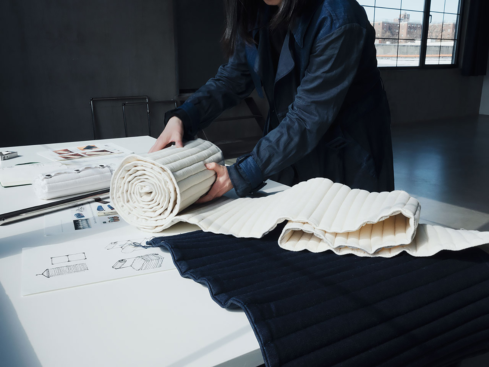 A Seat of the Art in G-STAR Denim by Caroline Chao | Source: G-STAR