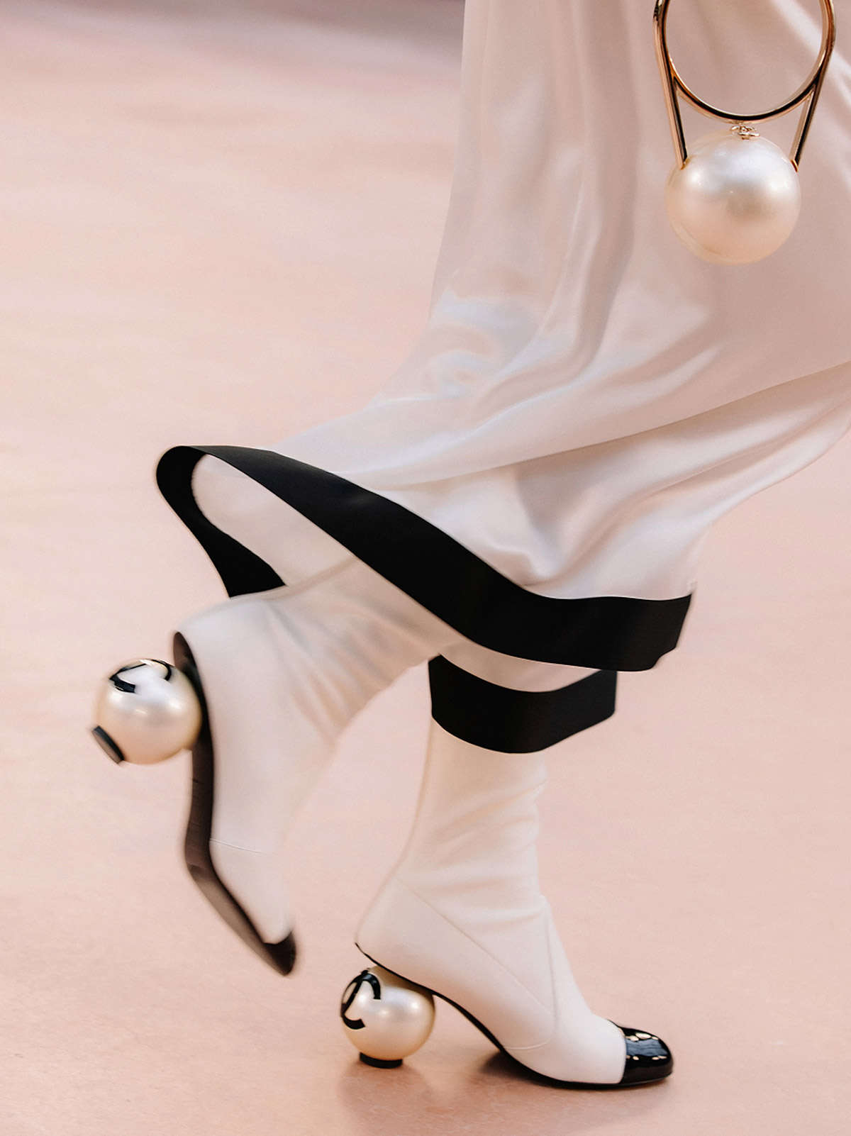 Chanel Mid-Calf Pearl Boot